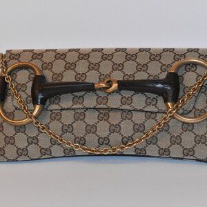 Vintage Gucci Original GG Canvas Horsebit Chain Shoulder bag